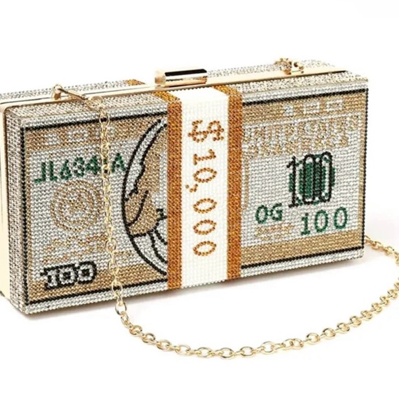Gold Rhinestone Money Clutch - Picture 3 of 4